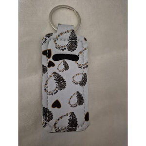 Women's Key & Lip Balm Holder One Size White Black